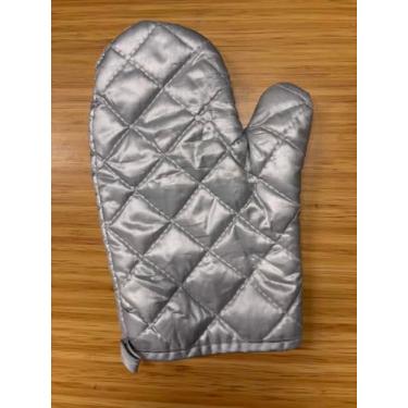 Imagem de Luva de forno acolchoada profissional resistente ao calor, luva de cozinha protetora cinza para limpeza a vapor, embalagem única