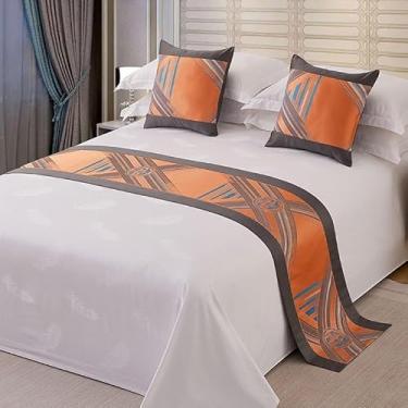 Imagem de HSTANGKY Lençol de Cama de Hotel Camas de Cama Minimalista Luxo Pedal Lenço Resistente à Cor Protetor de Cama Moderno Decorativo Colchas para Cama Twin Queen King Size Laranja||Apenas 2 Fronha 50 x 50