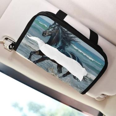 Imagem de SEHANY Suporte de lenços de carro Majestic Horse, caixa de lenços para carro, viseira solar, porta-guardanapos retangular, dispensador de máscara de carro, caixa de lenços de papel para automóveis