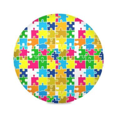 Imagem de Wassud Jogo americano com estampa de quebra-cabeça para cozinha e jantar, tapetes laváveis, resistentes ao calor, decoração de mesa 39 cm