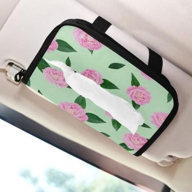 Imagem de SEHANY Porta-lenços de papel de carro floral fofo colorido, caixa de lenços para carro, viseira solar, porta-guardanapos retangular, dispensador de máscara de carro, caixa de lenços para veículos