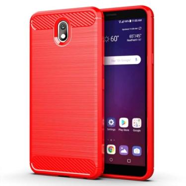 Imagem de Capa para LG Escape Plus Capa,Material de fibra de carbono,Macio antiderrapante,anti-óleo,Proteção total de capa de telefone compatível com LG Escape Plus-Red