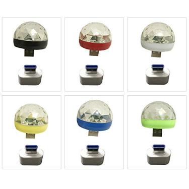 Imagem de Luz de Disco Rotativa Porta USB Type-C RGB LED Lâmpada Portátil Ativada por Som Auto Execução Estágio para Festa em Casa