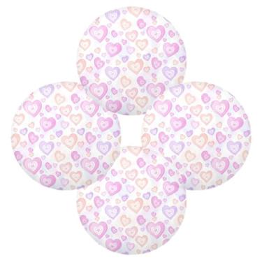 Imagem de Wassud Jogo americano conjunto de 4 tapetes de mesa redondos de lavanda pêssego para cozinha e jantar tapetes laváveis resistentes ao calor para decoração de mesa 39 cm