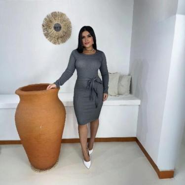 Imagem de Vestido Plus Size Tubinho Faixa Moda Evangélica Feminina - Miss Flower