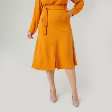 Imagem de Saia susie midi crepe heavy flow bolso feminino - Espaço Modas, Mostar