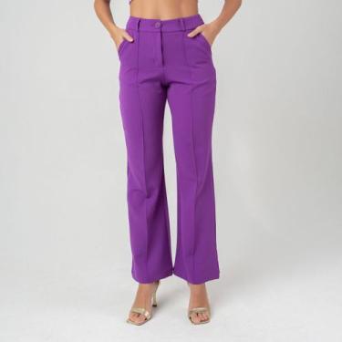 Imagem de Calça susie reta alfaiataria feminina - Susie Modas, Roxo, P, 10 unida