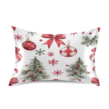 Imagem de Blueangle Fronha de cetim Red Bows para cabelo e pele, fronha de seda, tamanho Queen (50,8 x 76,2 cm) - Capas de almofada de cetim com fecho de envelope (335)