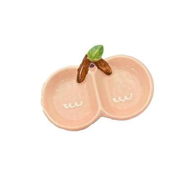 Imagem de Prato de imersão dupla cereja rosa cerâmica criativa molho vinagre em pó