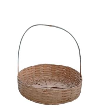 Imagem de Cesta redonda de bambu cesta fraldeira cesta para café da manhã