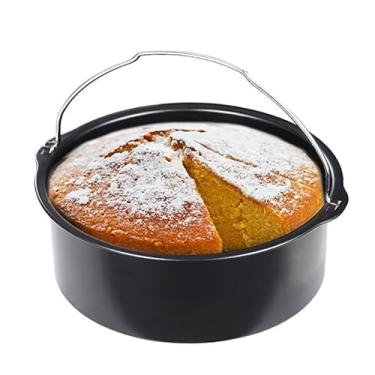 Imagem de Conjunto de acessórios para air fryer cesta assado 3 peças com alça pedra pizza ferramentas versáteis fritura e no térmico- antiaderente se adapta a f