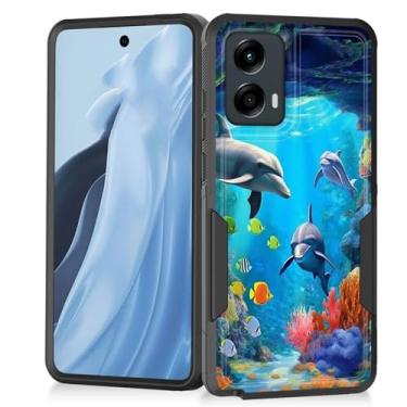 Imagem de Vobber Capa para Moto G Stylus 5G 2024, capa protetora resistente à prova de choque resistente à prova de choque para Motorola Moto G Stylus 5G 2024 de 6,7 polegadas, golfinhos do mundo subaquático
