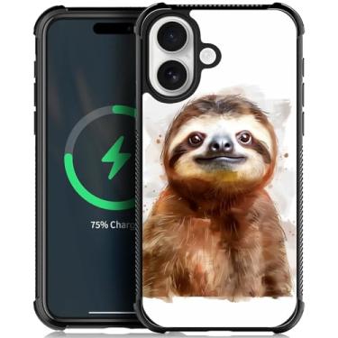 Imagem de Goodsprout Capa compatível com iPhone 17, para MagSafe com design de padrão incrível à prova de choque e anti-arranhões capa traseira rígida de policarbonato para iPhone 17 linda preguiça tinta