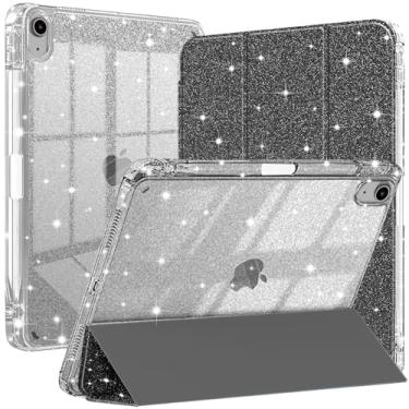 Imagem de Capa compatível com iPad A16 11ª geração 28 polegadas 2025, iPad 10ª geração 10,9 polegadas, capa de glitter com parte traseira transparente brilhante, suporte de lápis, para crianças meninas, preta