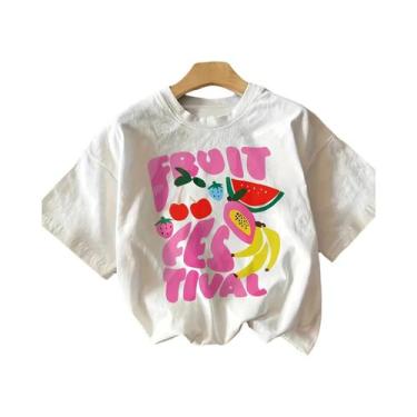 Imagem de Camiseta Feminina Com Estampa Vibrante De Frutas, Manga Curta, Gola Re