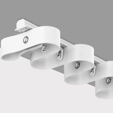 Imagem de Sistema de trilho de teto ondulado ajustável - Trilho de varão de cortina branco embutido de 350 cm (11,5 pés) para quartos, salas de estar e divisórias de quarto - Solução de decoração de casa