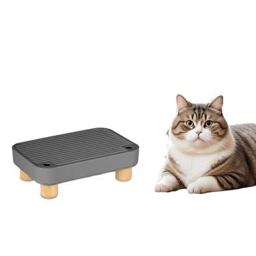 Imagem de Degrau de caixa de areia, rampa/coletor de caixa de areia com base de madeira, anti-rastreamento e fácil de limpar, ideal para gatos pequenos e idosos (cinza escuro)