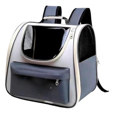 Imagem de Mochila Reforzada Transporte Pet: Para Cães e Gatos – Resistente, Confortável para Passeios Diários(Cinza)