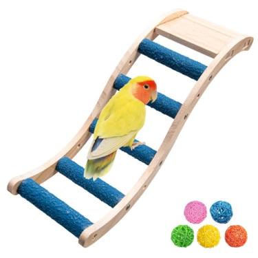 Imagem de Nature Wooden Bird Ladder Pet Papagaios Escalar Ponte de Exercício para Periquito Escalada Ponte Mastigável Acessórios para Gaiola de Pássaros Periquito Calopsita Periquito