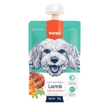 Imagem de Petisco para Cães Wanpy Sachê Creamy Cremoso Cordeiro, Cenoura e Ervilha – 90g Natural, Alta Palatabilidade, Rico em Vitaminas Sem Corantes Truly