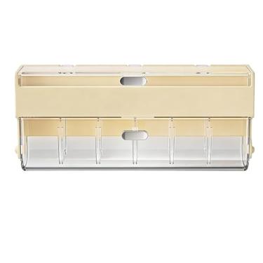 Imagem de AUNMAS Organizador de Acessórios de Cabelo, Partição Ajustável, Montagem na Parede, Enfeites de Cabelo, Caixa de Armazenamento Com Tampa para Quartos de Crianças, Banheiros (Estilo Creme)