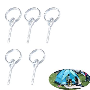 Imagem de Substituição de anel de barraca com pinos – 5 peças de conectores de poste de barraca galvanizados ultraleves kit de acessórios de reparo para acampamento ao ar livre, caminhadas, viagens