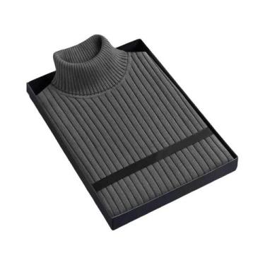 Imagem de Suéter Masculino De Lã Gola Alta Manga Longa Slim Fit Pesado Casual Li