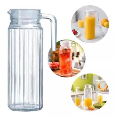 Imagem de Jarra 1 Litro Com tampa Para Água Suco Vidro Grosso Com Alça Cor Trans