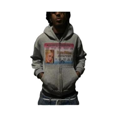 Imagem de Moletom Masculino Retro Com Estampa, Capuz E Zíper, Estilo Streetwear 