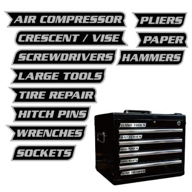 Imagem de Etiquetas de caixa de ferramentas magnéticas, etiquetas de caixa de ferramentas com ímãs fortes, etiquetas reutilizáveis para caixas de ferramentas de aço, gavetas, armários e carrinhos 11 peças