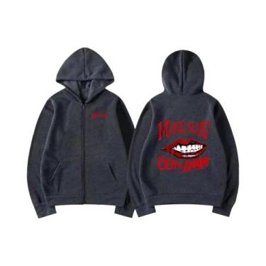 Imagem de Moletom Masculino Oversized Estilo Vintage Punk Com Zíper, Moda Da Ban