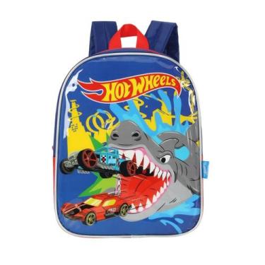 Imagem de Mochila Costas Escolar Kids Hotwheels Meninos Creche Passeio, Azul
