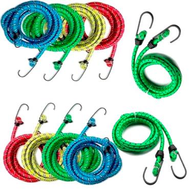 Imagem de Kit com 10 Cordas Elástica Extensor De 92 A 122cm Corda para Bagageiro Carga Moto Bike Bicicleta Caçamba