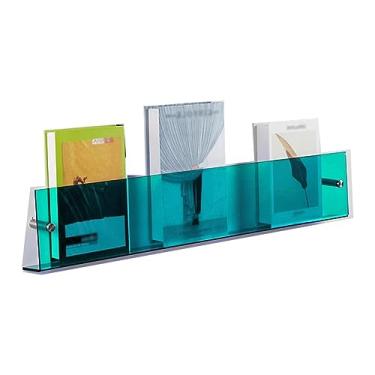 Imagem de Porta-revistas de acrílico transparente, prateleira flutuante colorida para escritório, igreja, sala de espera, quarto de crianças, café, (cor: verde 1, tamanho: 70 cm/27,6 pol.)