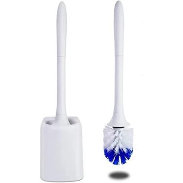 Imagem de Escova de vaso sanitário para uso doméstico, conjunto criativo de parede montado na parede, cabo longo, sem canto morto, suporte de escova de vaso sanitário (B) (A)