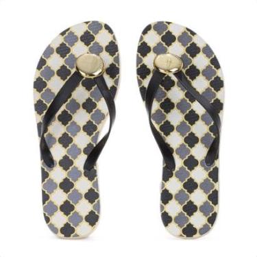 Imagem de Chinelo Brizza Arezzo Estampado Preto - Feminino-Feminino