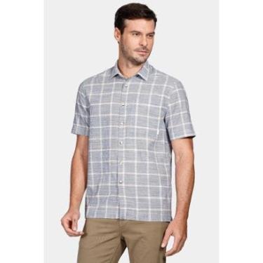 Imagem de Camisa Aramis Regular Ampla Flame Xadrez Azul Com Natural-Masculino