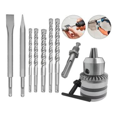 Imagem de Jogo Com Talhadeiras Ponteiras Brocas Mandril Para Martelete