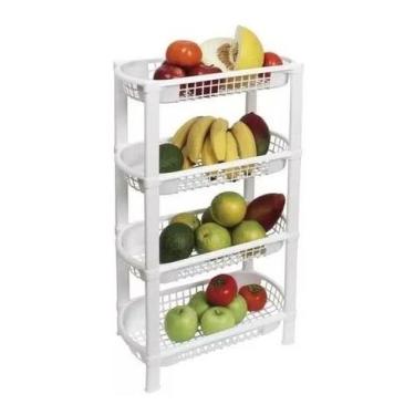 Imagem de Fruteira De Chão Organizador De Plástico Multiuso 4 Cestos cores - Sao