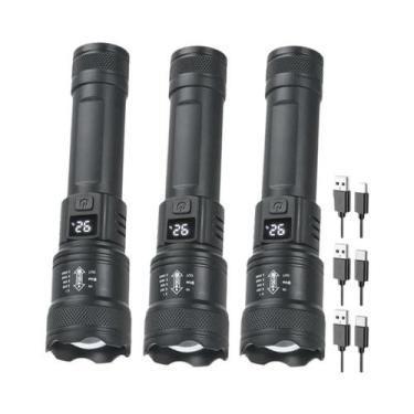 Imagem de Lanterna Tática LED 2000LM Recarregável USB À Prova d'Água Com Zoom, L