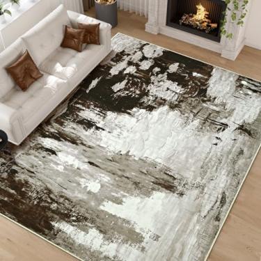 Imagem de ULTSOFE Tapetes de área marrons laváveis 15 x 23 cm, tapetes grandes para sala de estar, quarto, sala de jantar, escritório, berçário, antiderrapante, cobertura de chão, tapetes dobráveis finos e