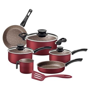 Imagem de Jogo de Panelas Tramontina Paris Antiaderente Vermelho 7 Peças com Espátula