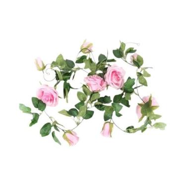 Imagem de Guirlanda Floral Artificial Rosa Pink 2/4m, Cordão De Flores Falsas Pa