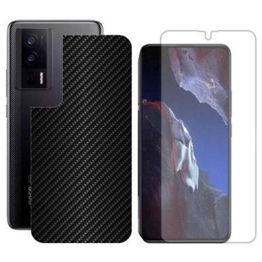 Imagem de Película Hidrogel + Adesivo Fibra De Carbono Para Poco F5 Pro - Preta
