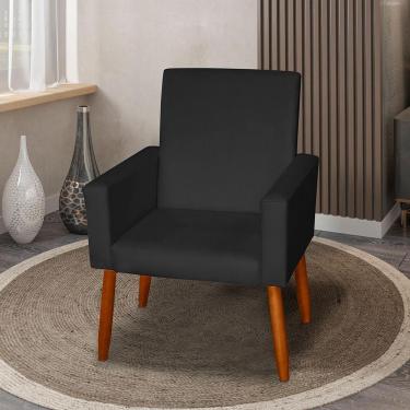 Imagem de Poltrona Decorativa Mel Material Sintético Preto Dal Poz Estofados