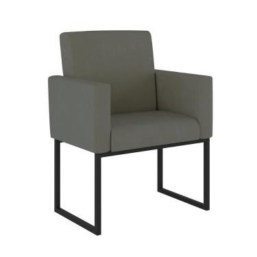 Imagem de Cadeira Poltrona Com Base De Ferro Courino Preto Reforçada Cor: Cinza