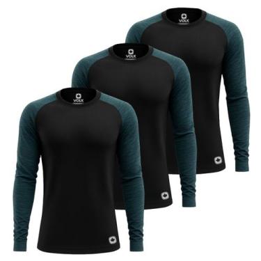 Imagem de Kit 3 Camisetas Térmicas Masculina Segunda Pele Uv50+ - Volk, Azul, P