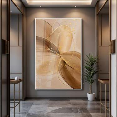 Imagem de Quadro com Moldura e Acrilico Cristal Vidro Abstrato Marrom Gold para 