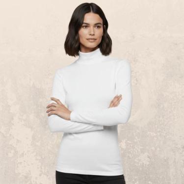 Imagem de Camiseta Feminina Térmica Gola Alta Manga Longa Proteção Uv Blusa Segu