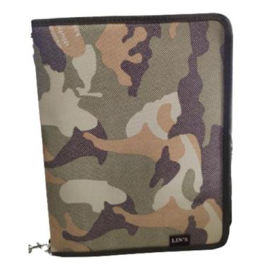 Imagem de Fichário Caderno Argola Divisória Camuflado Exército Escolar - Lins, V